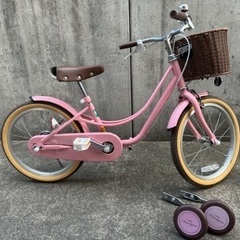 子供自転車18インチ　ピンク　補助輪セット