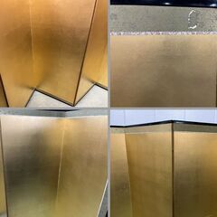 6連 金屏風 2枚・長持（収納箱）セット 衝立 折りたたみ式 幅62cm×高さ172cm×厚み2cm 