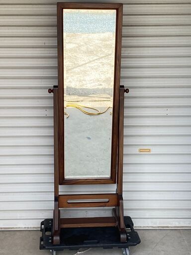 九州民芸家具姿見 鏡 和家具 座敷 和モダン 天然木 木製 高級家具   48159-1-5-003（0604-5）