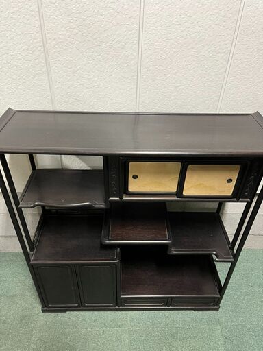 木製 茶箪笥 飾り棚 収納棚 昭和レトロ インテリア 幅107cm×奥行33cm×高さ