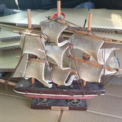 レトロ 帆船 模型 木製 置物インテリア