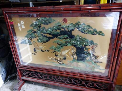 中国工芸品 天然石絵画 両面天然石絵画