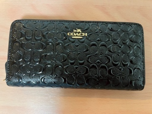 COACH 長財布 エンボス加工 エナメル ブラック 正規品