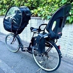 非電動　3人乗り自転車 2人子乗せ レインカバー有り 
ブラック黒　
