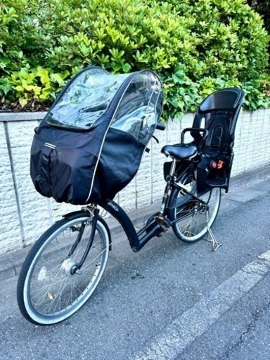 非電動　3人乗り自転車 2人子乗せ レインカバー有り \nブラック黒