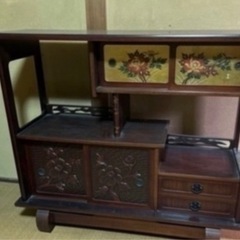 家具 鎌倉彫り　茶箪笥 和箪笥
