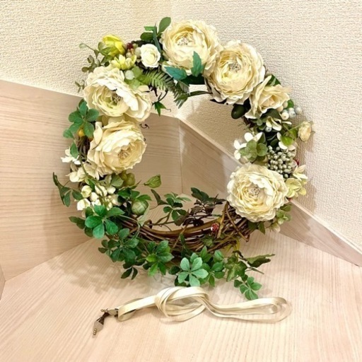 アートフラワー　フラワーレース　アレンジ　薔薇　ホワイト　飾り用　ハンドメイド
