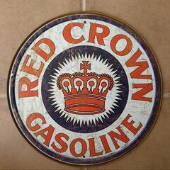 Red Crown Gasoline／レッド・クラウン　ブリキ看板