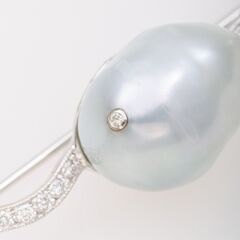 K18WG バロック真珠・ダイヤモンド ブローチ (ペンダント兼用) 品番b24-385