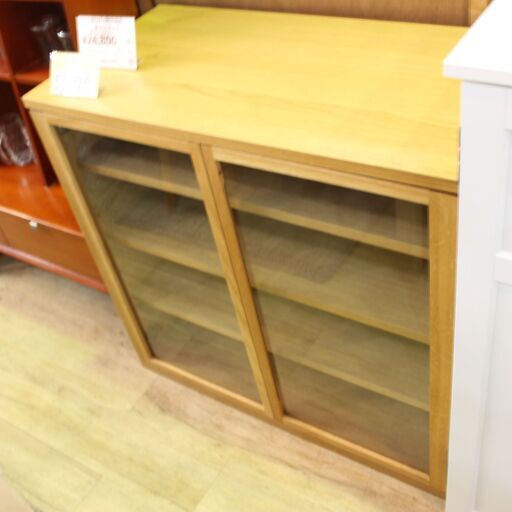 【川崎市宮前区リサイクルオフ】無印　MUJI　ガラス扉　キャビネット　W88cm