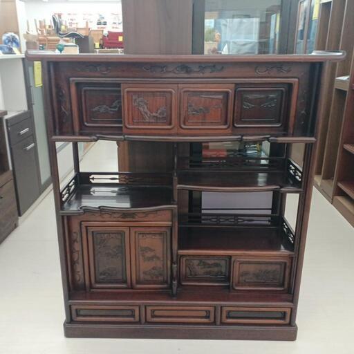 ★ジモティ割あり★茶箪笥 DBR 現状販売 高さ(H)105× 幅(W)107× 奥行(D)34cm【joh1390】