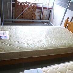 シングルベッド マットレス付き 幅99×長さ210×高さ80cm 木製 ブラウン 