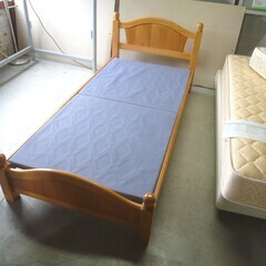 シングルベッド マットレス付き 幅99×長さ210×高さ80cm 木製 ブラウン 