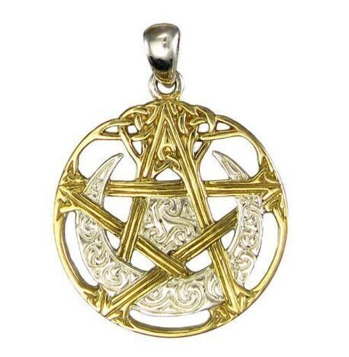 DD: Vermeil Cut Out Moon Pentacle Pend..