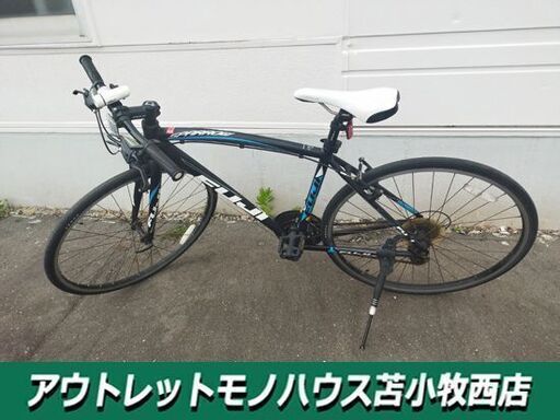 現状品 フジ SPARROW クロスバイク Mサイズ 700×28C  自転車 変速3×8 ブラック/ブルー 身長目安170cm前後 FUJI 苫小牧西店