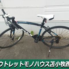 現状品 フジ SPARROW クロスバイク Mサイズ 700×28C  自転車 変速3×8 ブラック/ブルー 身長目安170cm前後 FUJI 苫小牧西店