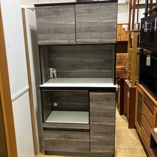 値下げしました！ブルックリン大川家具 レンジボード 収納家具 食器棚 キッチン収納 モイス付 NO.1000