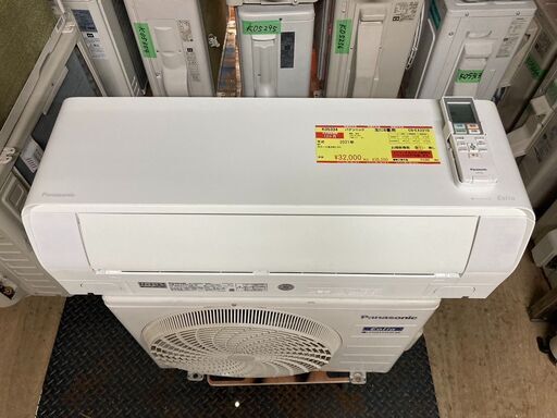 K05334　中古エアコン パナソニック 2021年製 主に6畳用 冷房能力 2.2KW / 暖房能力 2.2KW