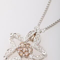 18KWG ダイヤモンド・ブラウンダイヤモンド 2Wayネックレス 品番n22-367