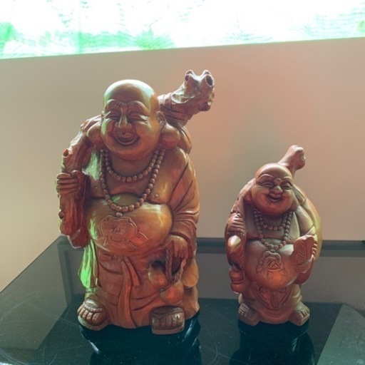 布袋尊 5.3kg 置物 縁起物 七福神  招福 商売繁盛 オブジェ二つセット