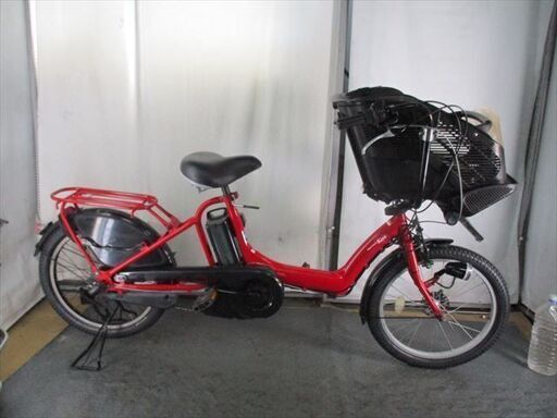 Ｄ499　★整備済み　中古　3人乗り対応子乗せ電動自転車★ヤマハ　PASKISS【20インチ　赤　8.7Ah】