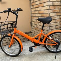自転車　シティミニサイクル　18か20インチ　オレンジ　（鍵付き）