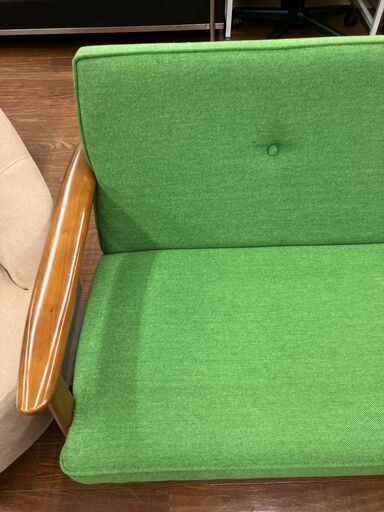 カリモク60 2Pソファ グリーン 廃盤商品 No.1174○ ※現金、クレジット 