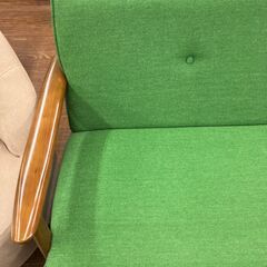カリモク60 2Pソファ グリーン 廃盤商品 No.1174○ ※現金、クレジット