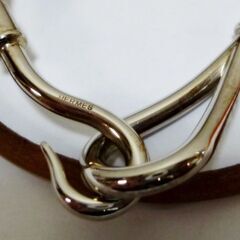 エルメス　ジャンボ ブレスレット　チョーカー　箱付き　シルバー　2連 ブラウン レザー×金属素材　アクセサリー 　HERMES HERMES エルメス ジャンボ 2連 ブレスレット ブラウン シルバー レザー
