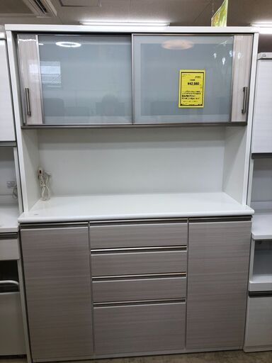ニトリ キッチンボード ポスティア 幅140cm レンジボード 食器棚 システムキッチンボード ホワイト系 おしゃれ 大型家具 収納キッチン クリーニング済 堺市 石津【ジャングルジャングルサカイ石津店】