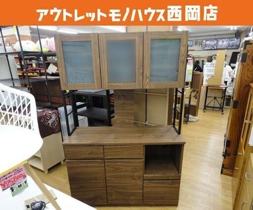 レンジボード アイアンフレーム ブラウン 幅120㎝ キッチンボード キッチン収納 インダストリアル 西岡店