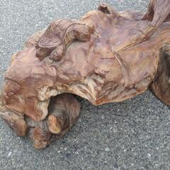 天然木　木彫 松　鶴亀　置物　茶室床の間彫刻