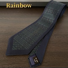 Rainbow メンズ　ブランドネクタイ　ネイビー　シルク　日本製