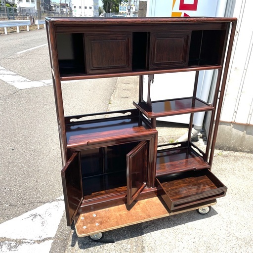 古民具□茶棚 横97 奥行き30 高さ107 和棚 違い棚 飾り棚