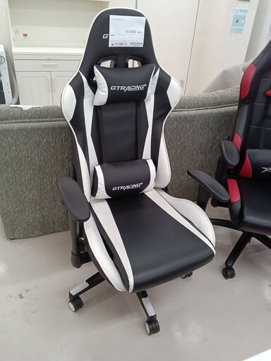 ★ジモティ割あり★ GTRACING ゲーミングチェア ブラック×ホワイト W69×D57×H128 クリーニング済み TC3228