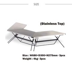 熱にも強い ステンレス天板 キャンプテーブル