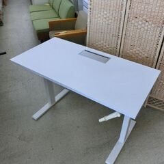 昇降デスク ホワイト 幅120.5cm 高さ76～116.5cm テーブル 白 PCデスク 