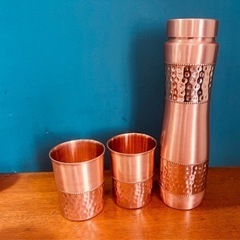 〈新品〉銅製 タンブラー　水筒　コップ2個 アーユルベーダ インド製