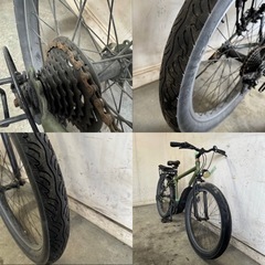 409(U)□岐阜発　△BANFF/マウンテンバイク/太タイヤ/26×3.0/6段変速/走行確認/変速できません/サドル破れあり/防犯有り/現状品　R6.4/24□
