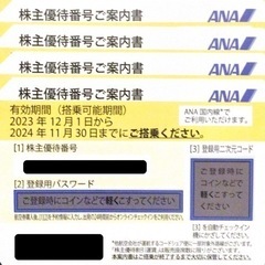 ANA 株主優待券 ４枚 有効期限 2024年11月30日
