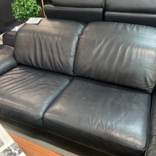 IDC大塚家具 カウチソファ 本革 カウチソファー ブラック IDC 大塚家具