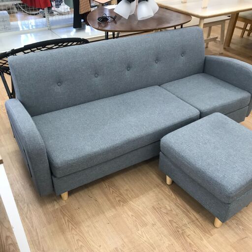 ★ジモティ割あり★ソファ　グレー H70×W167×D ク68リーニング済み KJ5277