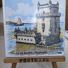 タイル画、ポルトガルの風景、ミニ飾り、ミニイーゼルの台