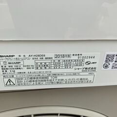 ☆中古￥21,800！SHARP　2.8kwルームエアコン　家電　2018年製　AY-H28DE6型　2018年製　【BF038】