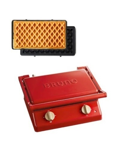 新品未使用品　BRUNO グリルサンドメーカー ダブル＋ワッフルプレート セット レッド