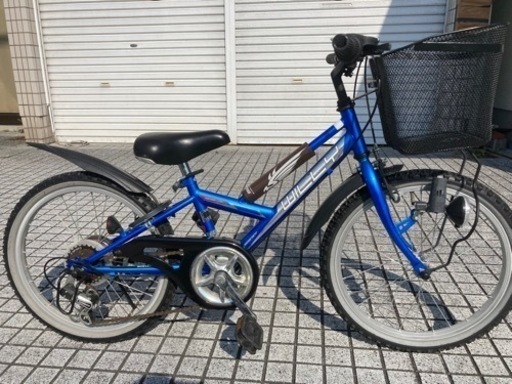 【ジュニアマウンテン】美品❗️20インチ 6段変速　泥除け付　前カゴ、グリップ新品❗️スペアキーあり　若林自転車　唐崎店　SALE中❗️