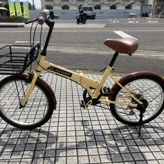 【折りたたみ自転車】美品❗️20インチ 6段変速、前カゴ付❗️前後タイヤ新品❗️若林自転車　膳所店　SALE中❗️