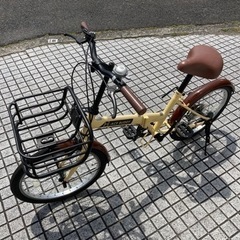 【折りたたみ自転車】美品❗️20インチ 6段変速、前カゴ付❗️前後タイヤ新品❗️若林自転車　膳所店　SALE中❗️