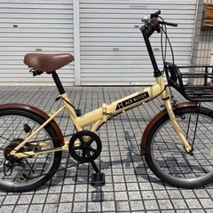 【折りたたみ自転車】美品❗️使用少ない❗️オススメ車❗️20インチ 6段変速、前カゴ付　若林自転車　浜大津店　SALE中❗️ 20インチ折りたたみ】美品❗️使用少ない❗️6段変速付 若林自転車