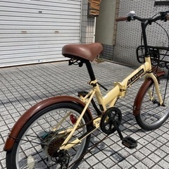 【折りたたみ自転車】美品❗️20インチ 6段変速、前カゴ付❗️前後タイヤ新品❗️若林自転車　膳所店　SALE中❗️